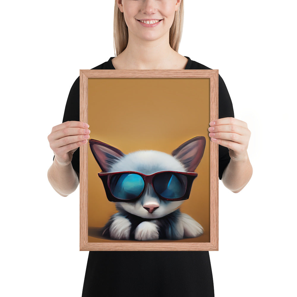 White Kitten Wearing Sunglasses Prints