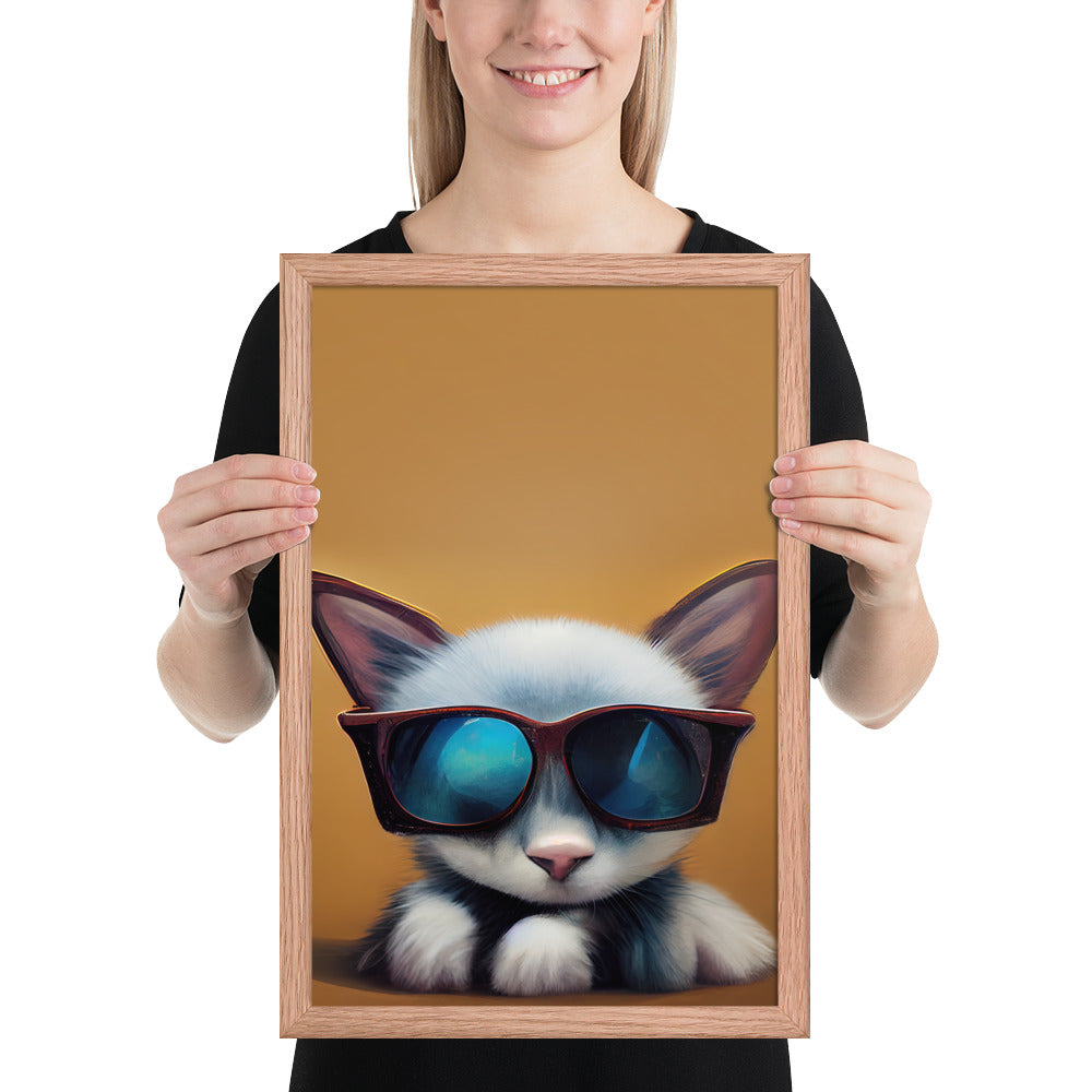 White Kitten Wearing Sunglasses Prints