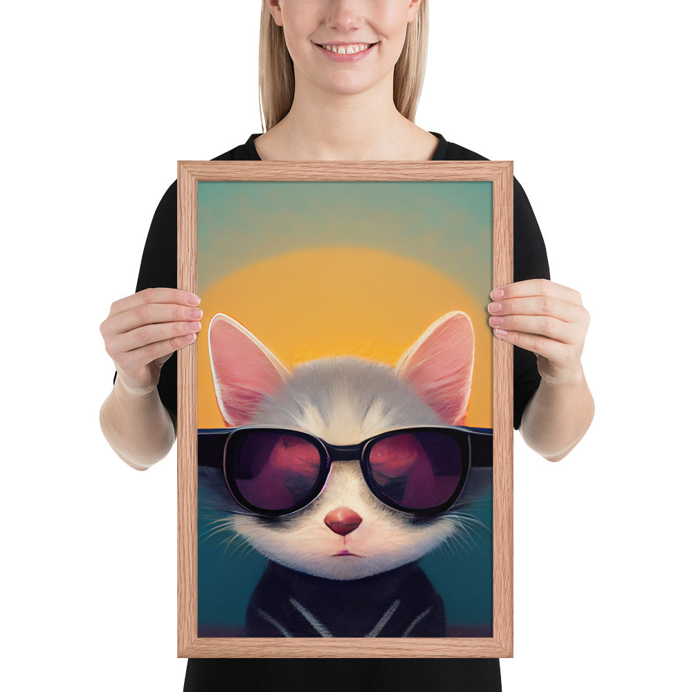 Cool Retro Sun Cat Prints