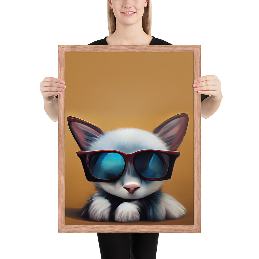 White Kitten Wearing Sunglasses Prints