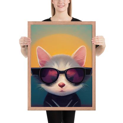 Cool Retro Sun Cat Prints