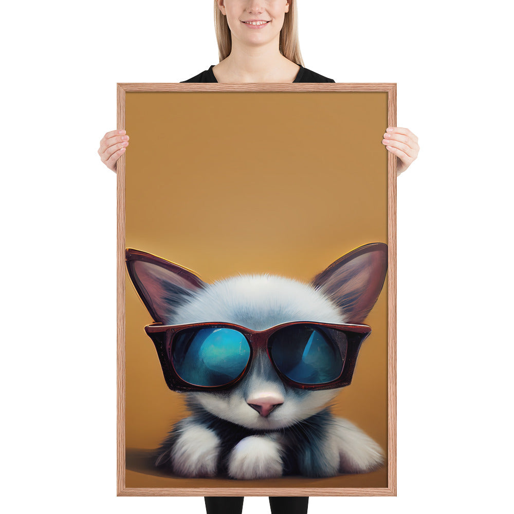 White Kitten Wearing Sunglasses Prints