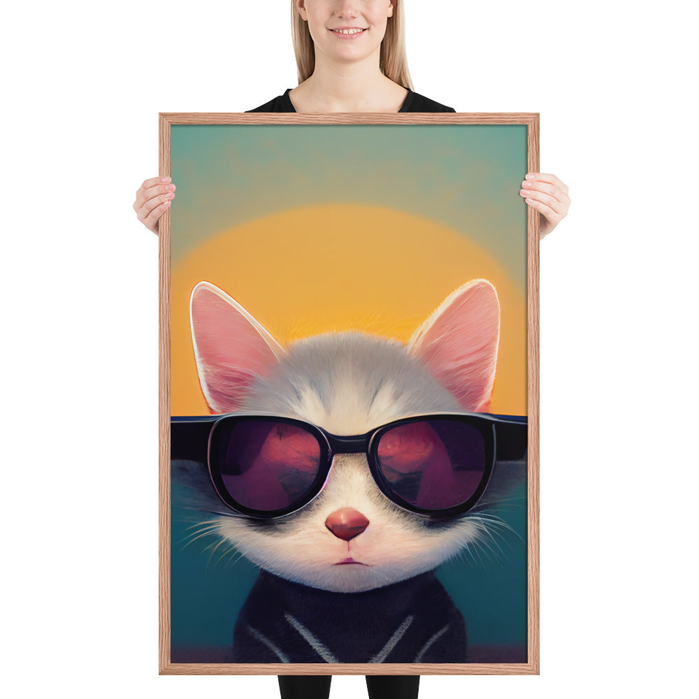 Cool Retro Sun Cat Prints