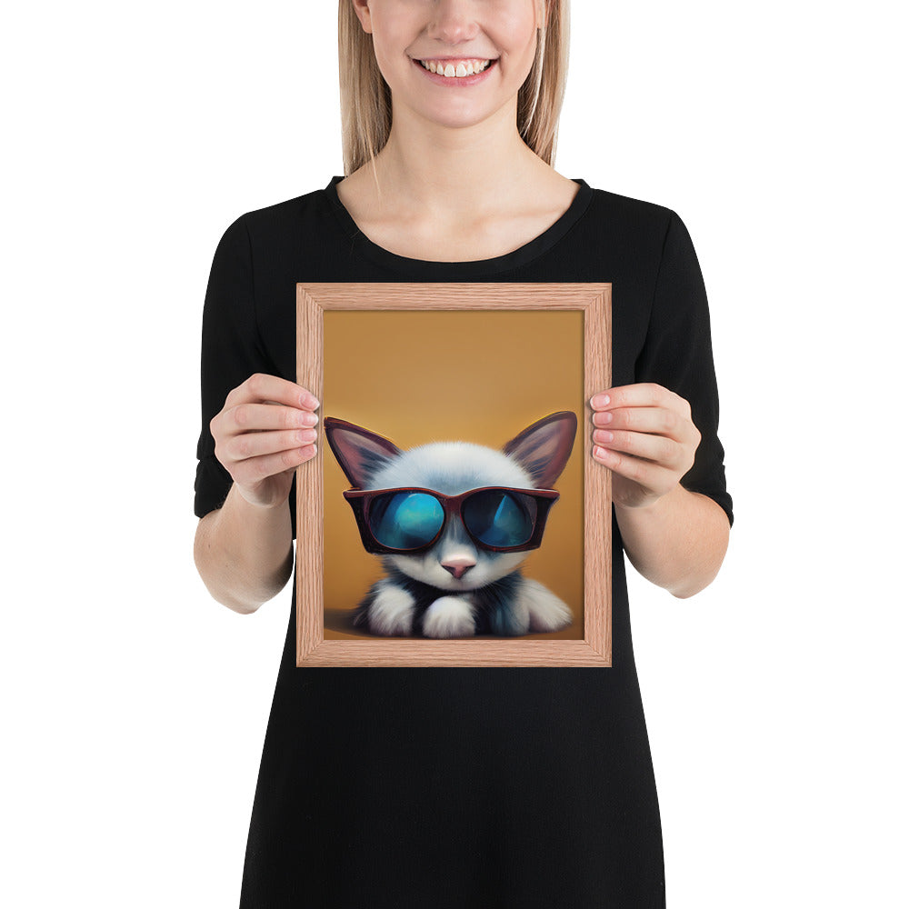 White Kitten Wearing Sunglasses Prints