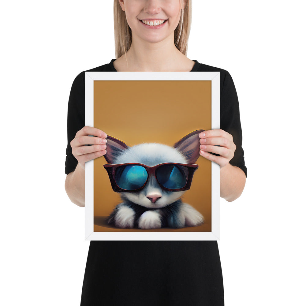 White Kitten Wearing Sunglasses Prints