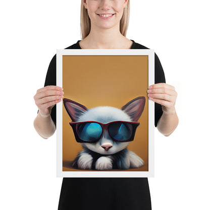 White Kitten Wearing Sunglasses Prints