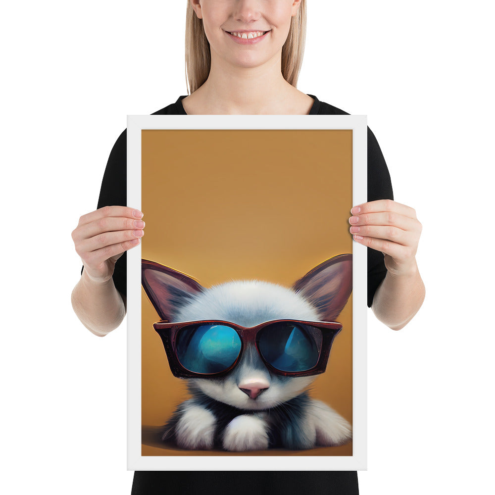 White Kitten Wearing Sunglasses Prints