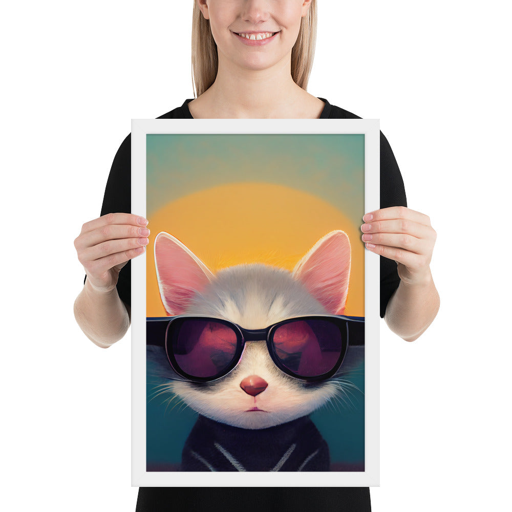 Cool Retro Sun Cat Prints