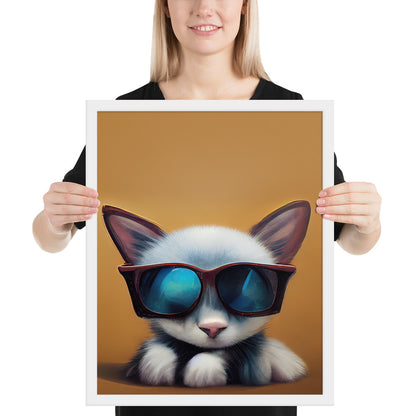 White Kitten Wearing Sunglasses Prints