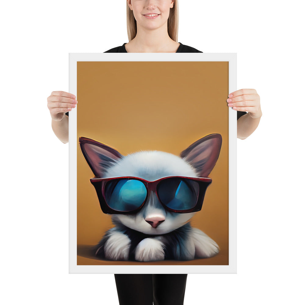 White Kitten Wearing Sunglasses Prints