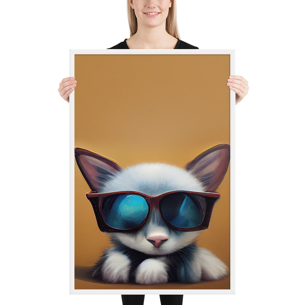 White Kitten Wearing Sunglasses Prints