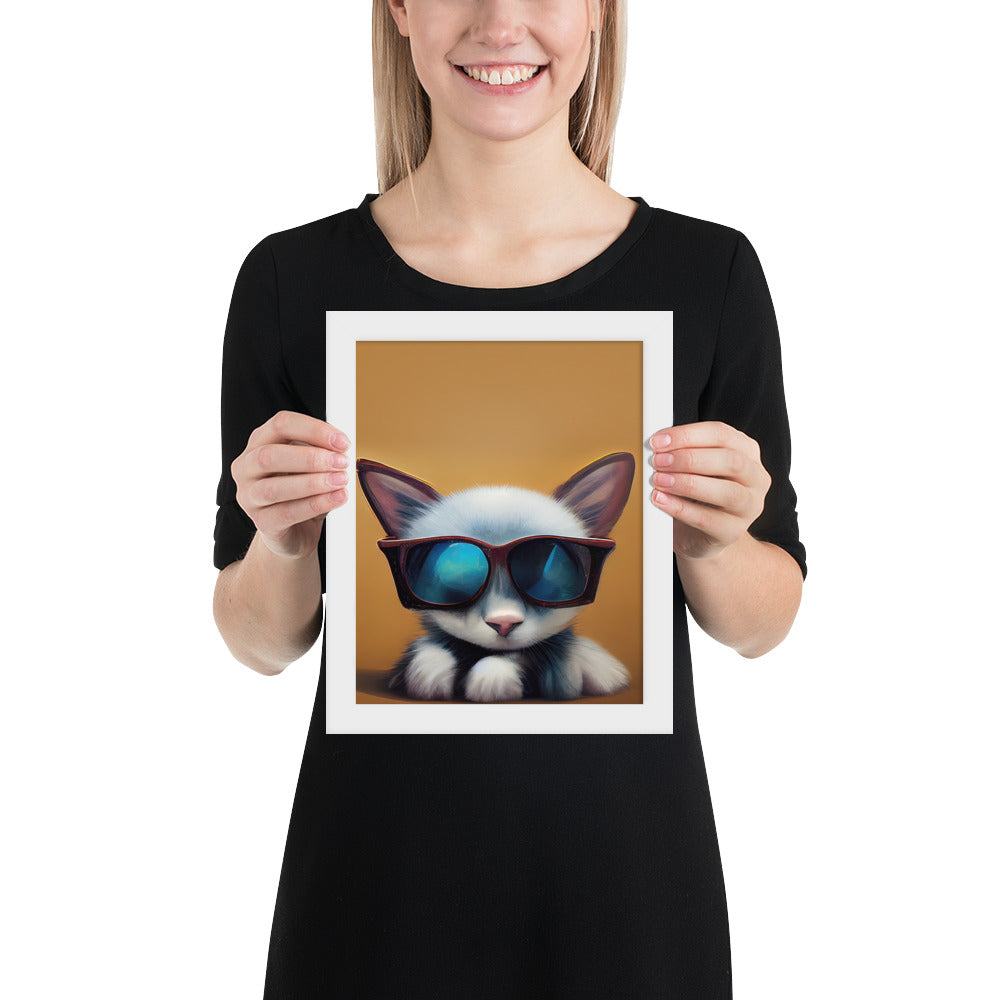 White Kitten Wearing Sunglasses Prints