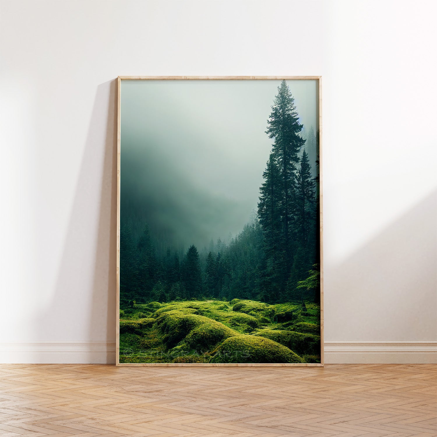 Foggy Grassy Forest Prints