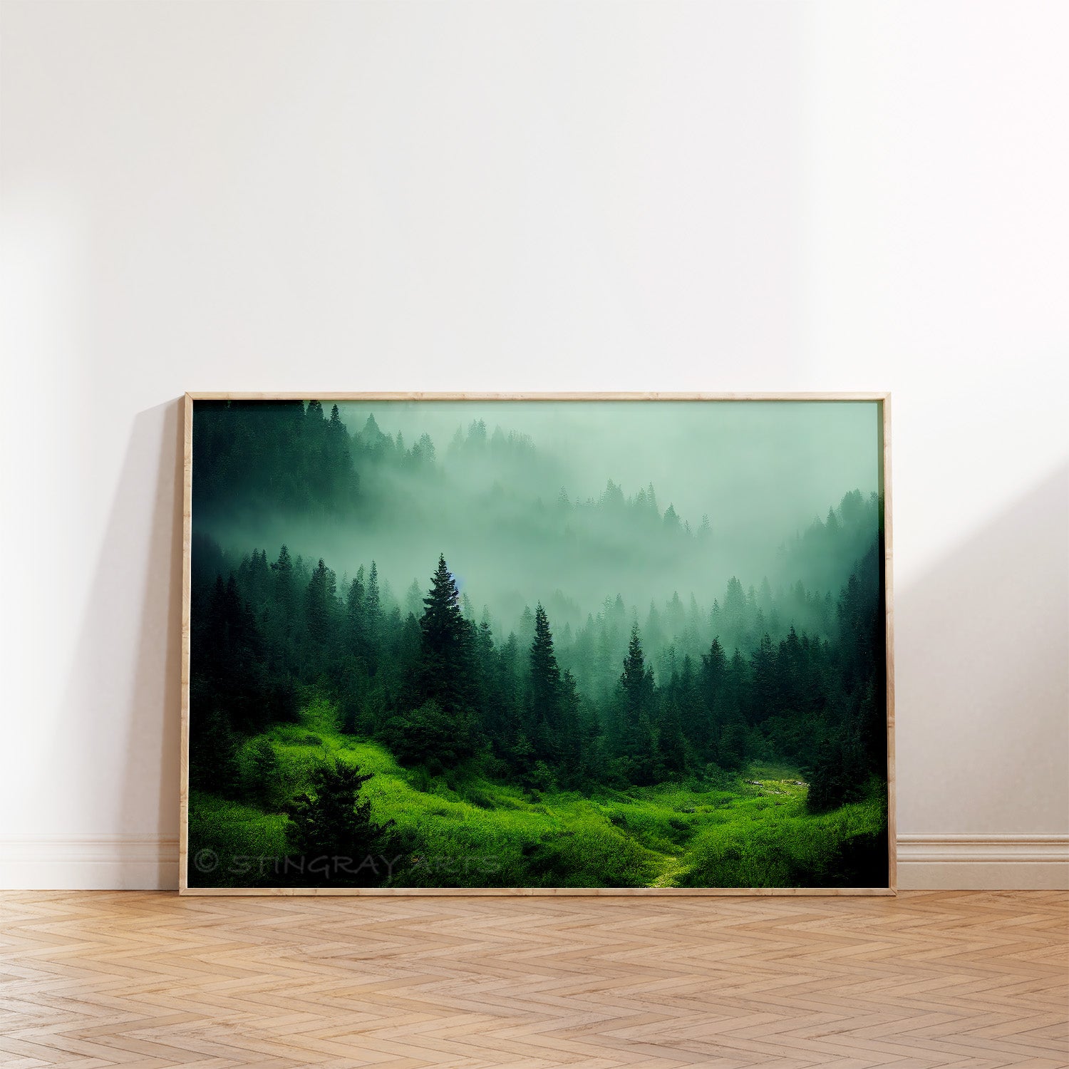 Foggy Pine Tree Forest Prints