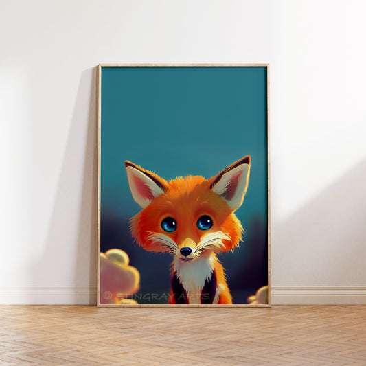 Blue-Eyed Red Fox & Clouds Prints