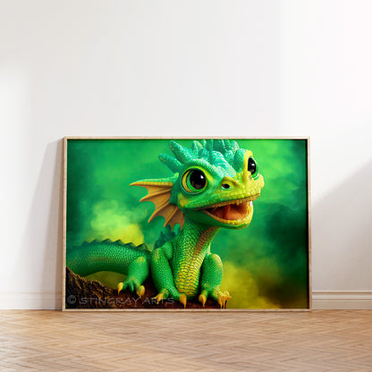 Green-Eyed Green & Yellow Baby Dragon Prints