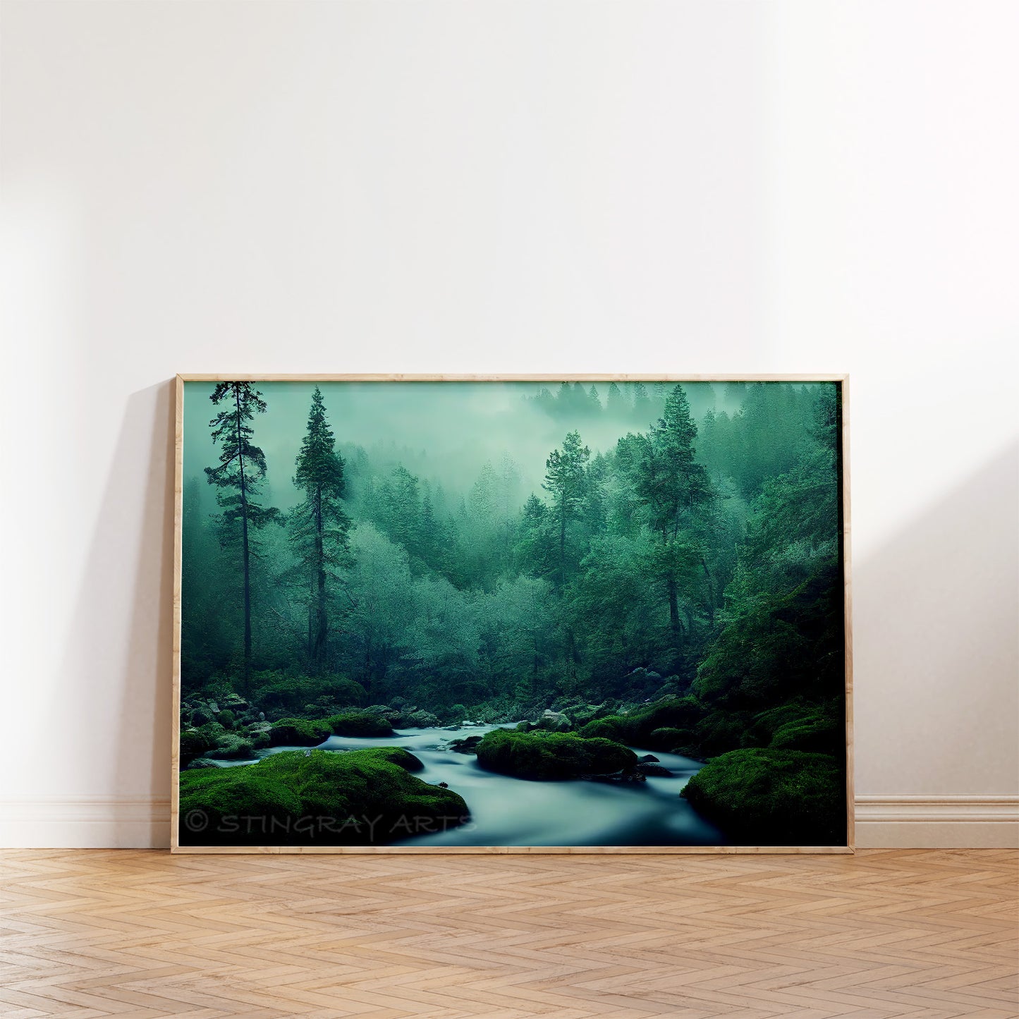 Green Forest, Rocks & Creek Prints