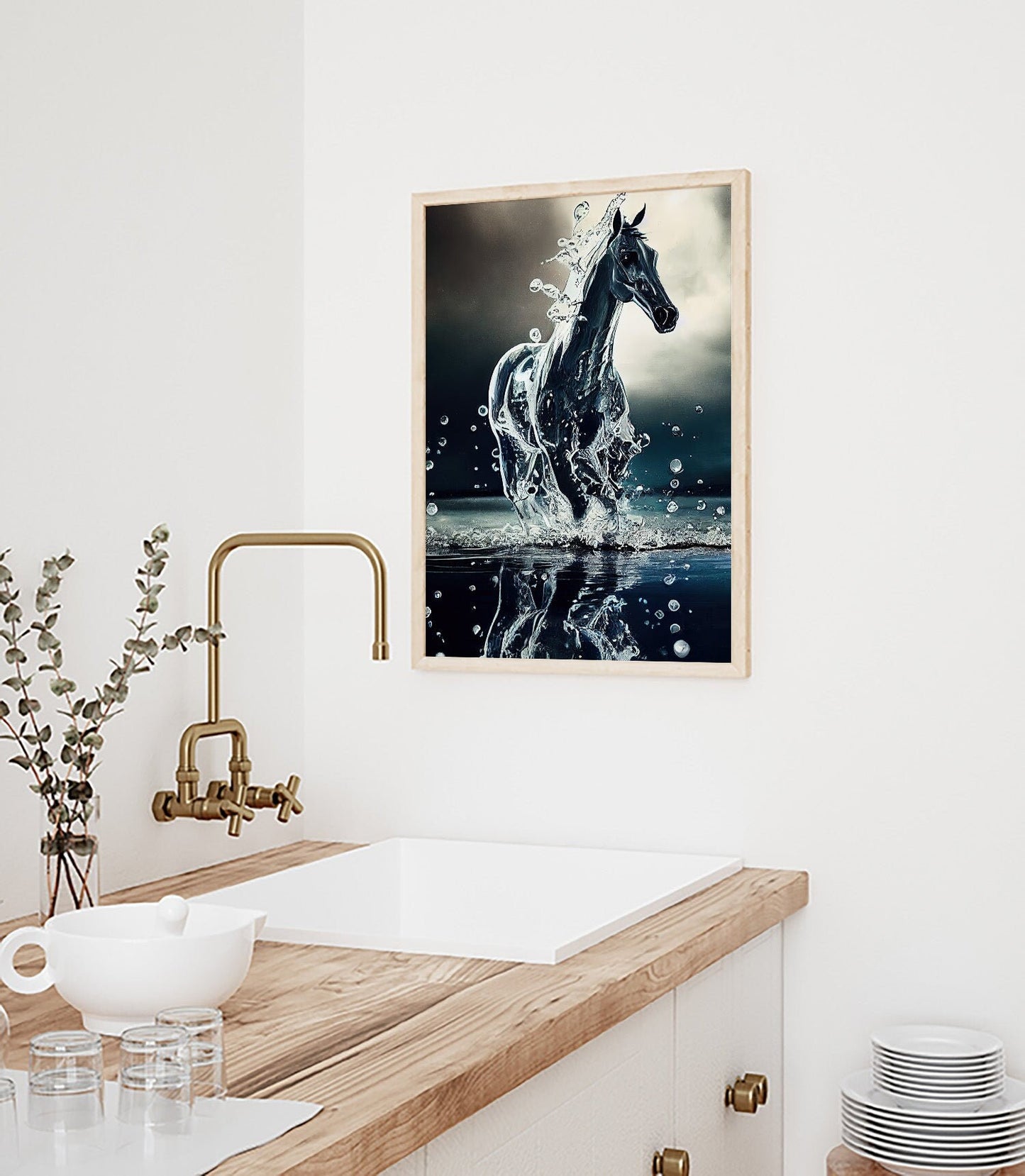 Droplets Water Horse Printable Art - Instant Download