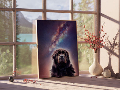 Milky Way Galaxy Newfoundland Dog Printable Art - Instant Download