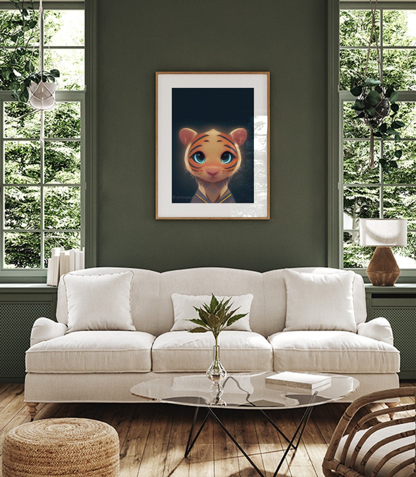 Tiger Cub Sweet Childlike Printable Art - Instant Download