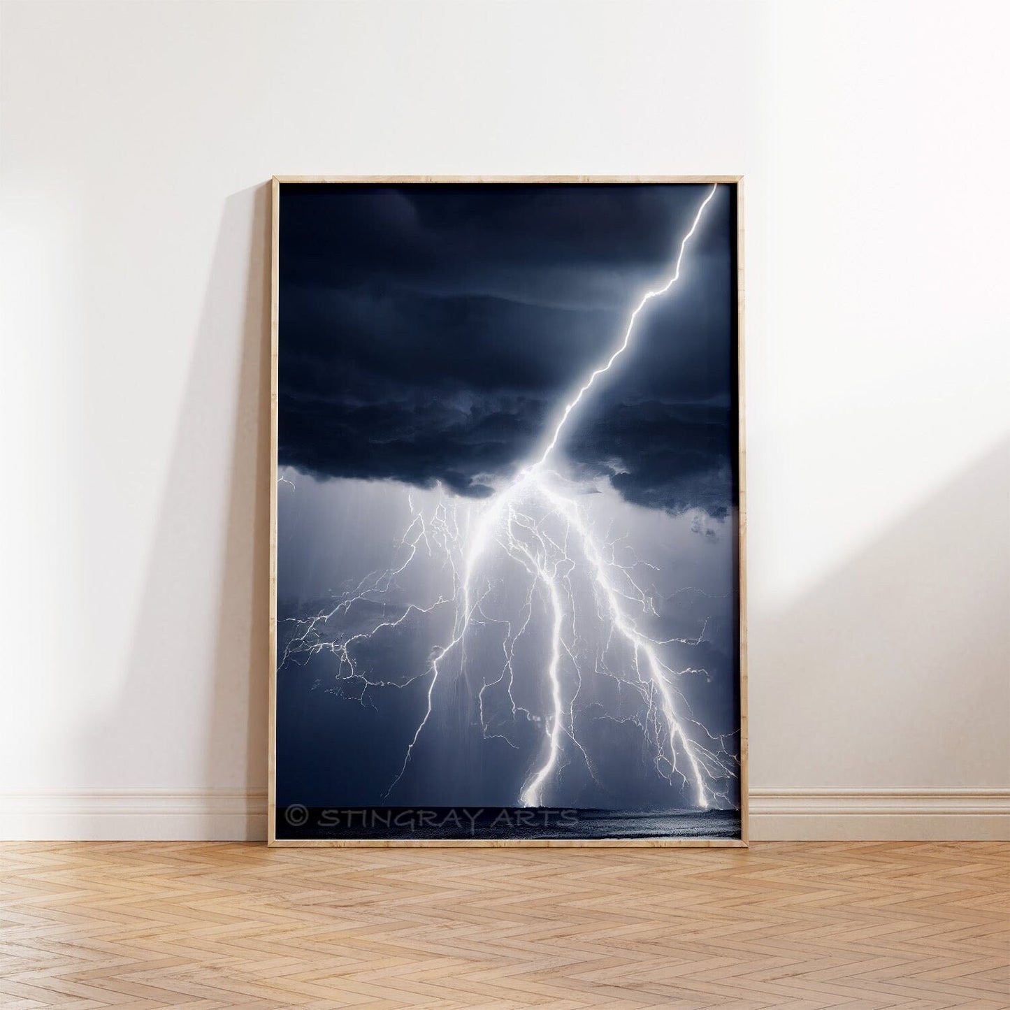 Lightning Storm Over Ocean Printable Art - Instant Download