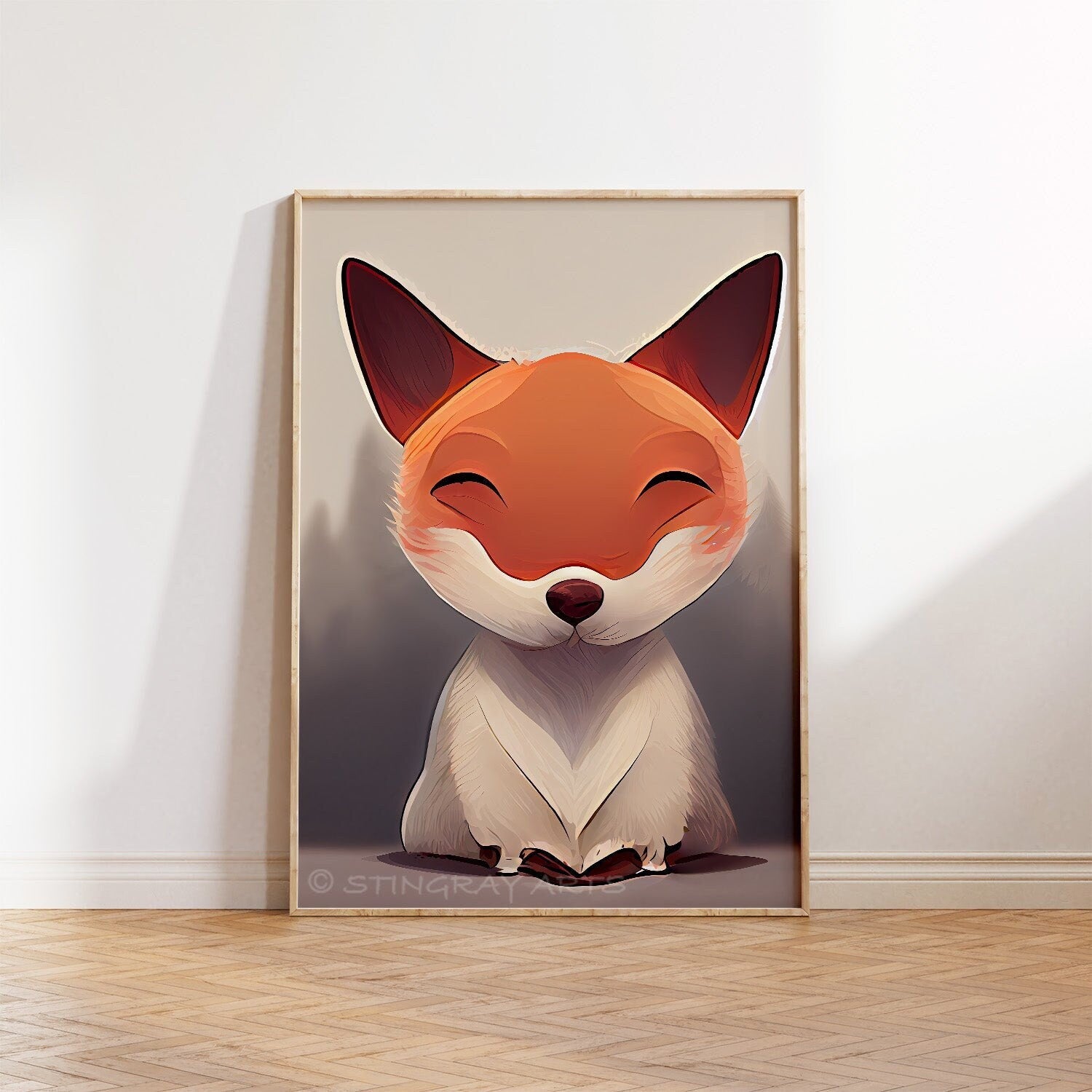 Sweet Fox Drawing Printable Art - Instant Download