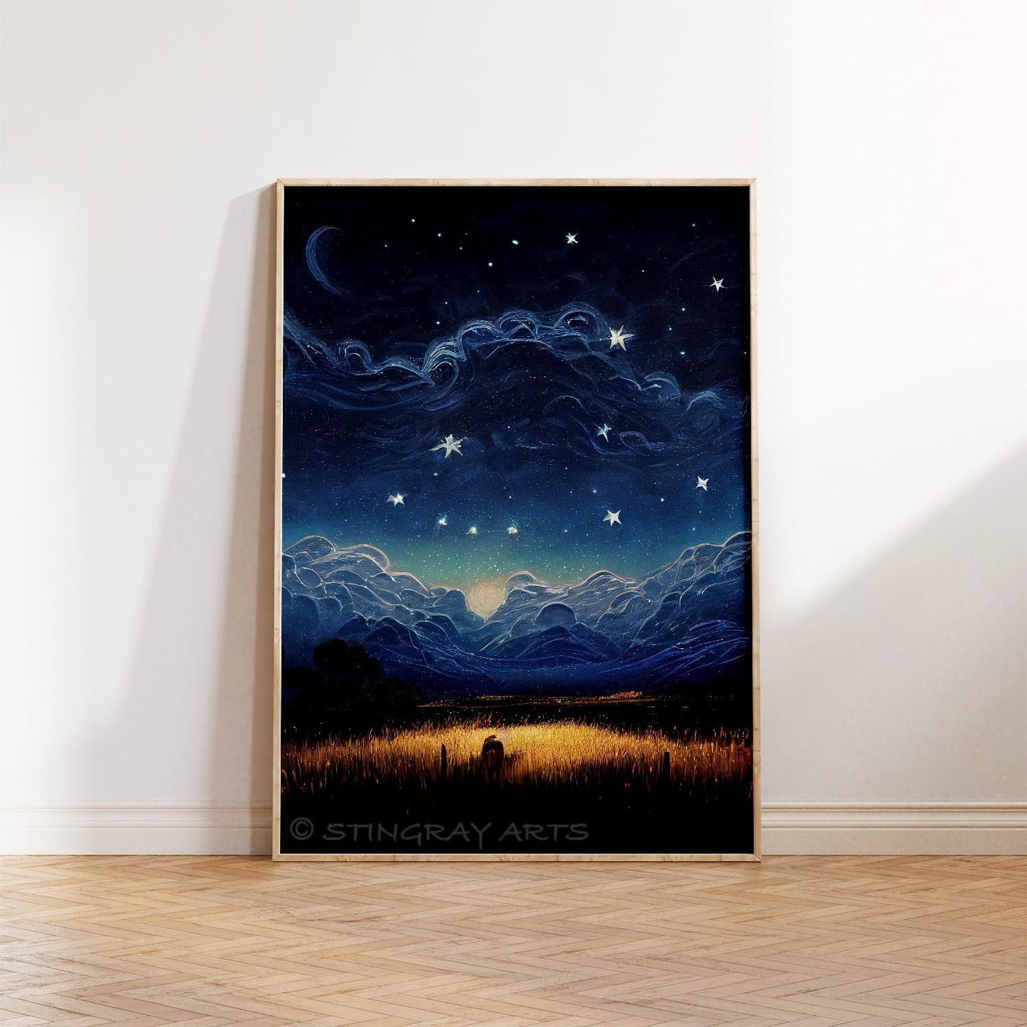 Dreamlike Clouds Night Printable Art - Instant Download