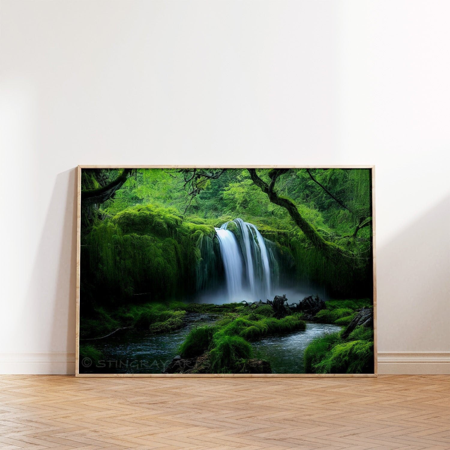 Streaming Waterfall Printable Art - Instant Download