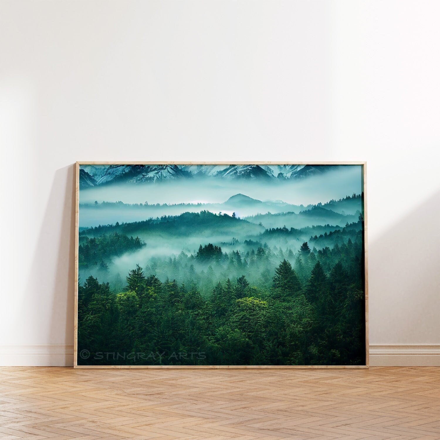 Misty Mountains Forest Printable Art - Instant Download