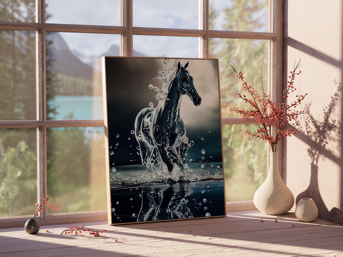 Droplets Water Horse Printable Art - Instant Download