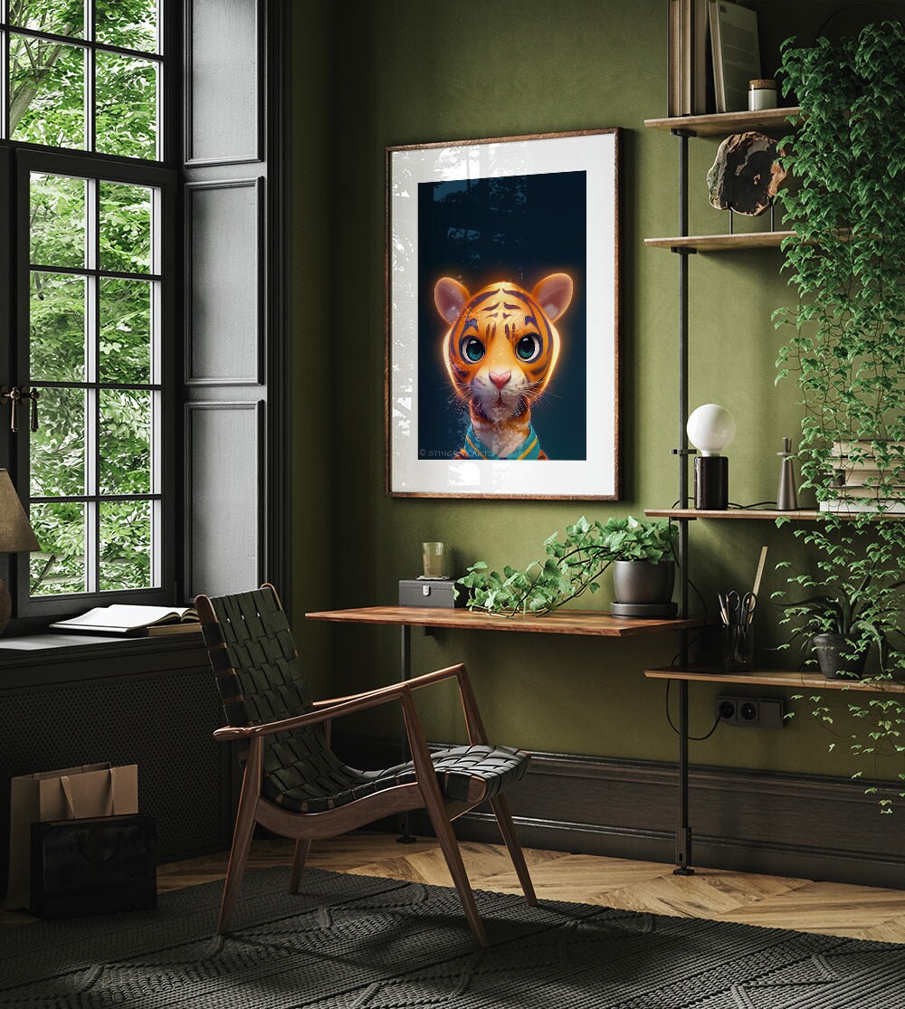 Tiger Cub Glow Childlike Printable Art - Instant Download