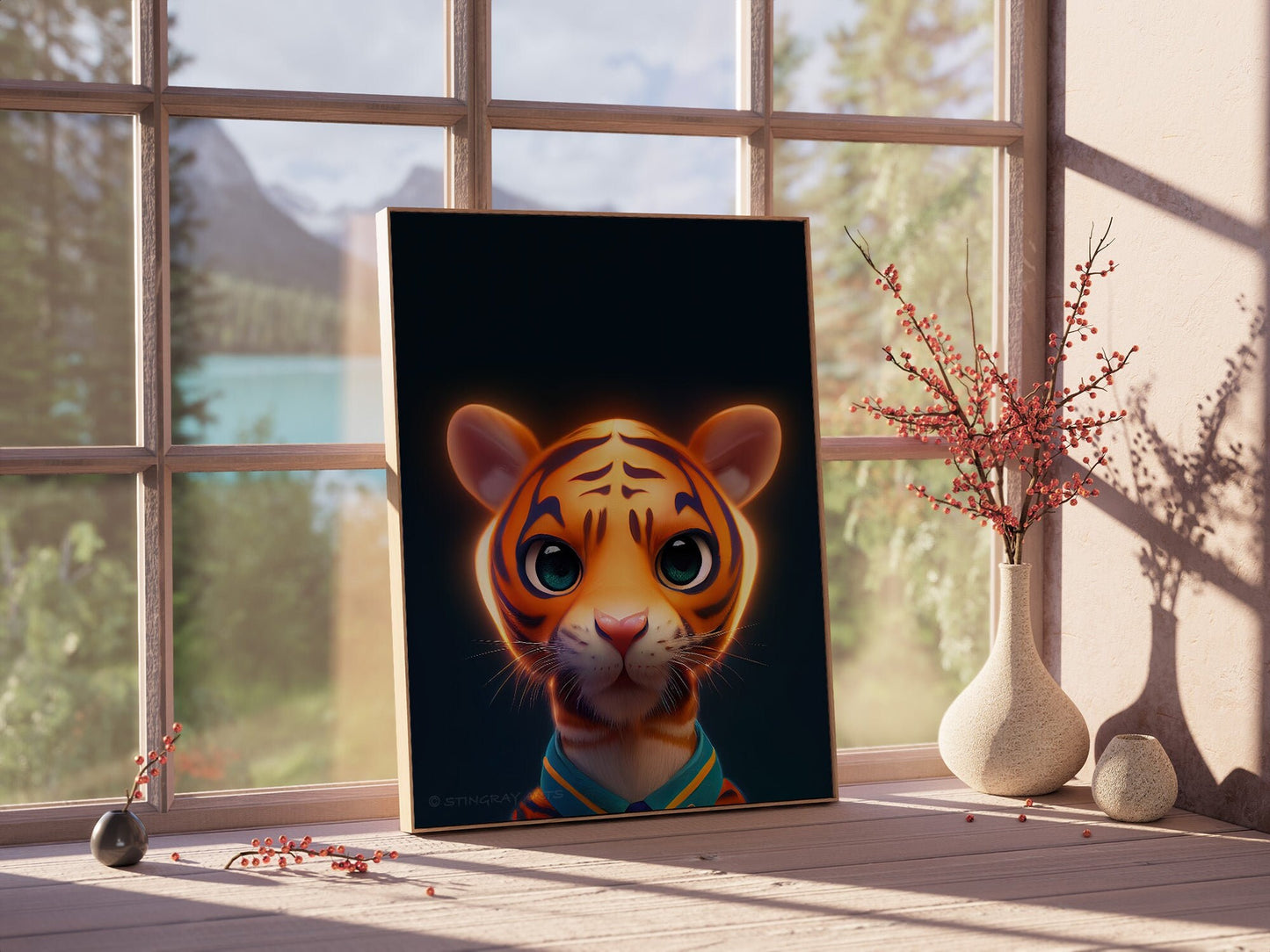 Tiger Cub Glow Childlike Printable Art - Instant Download