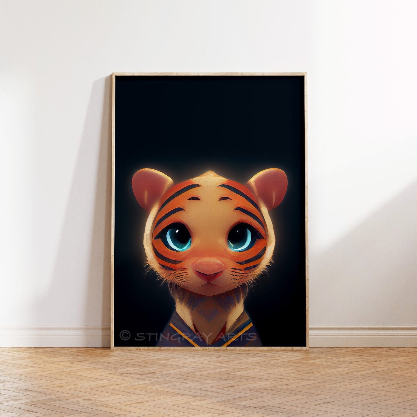 Tiger Cub Sweet Childlike Printable Art - Instant Download