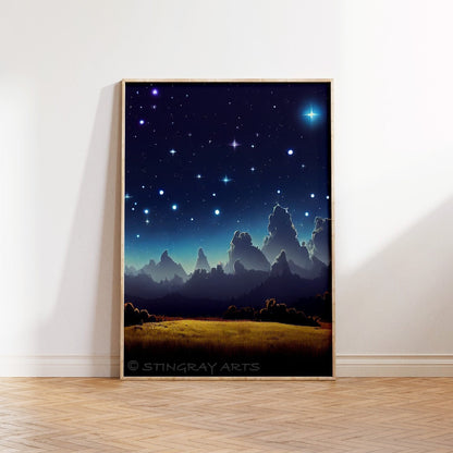 Bright Twinkling Stars Outdoors Printable Art - Instant Download