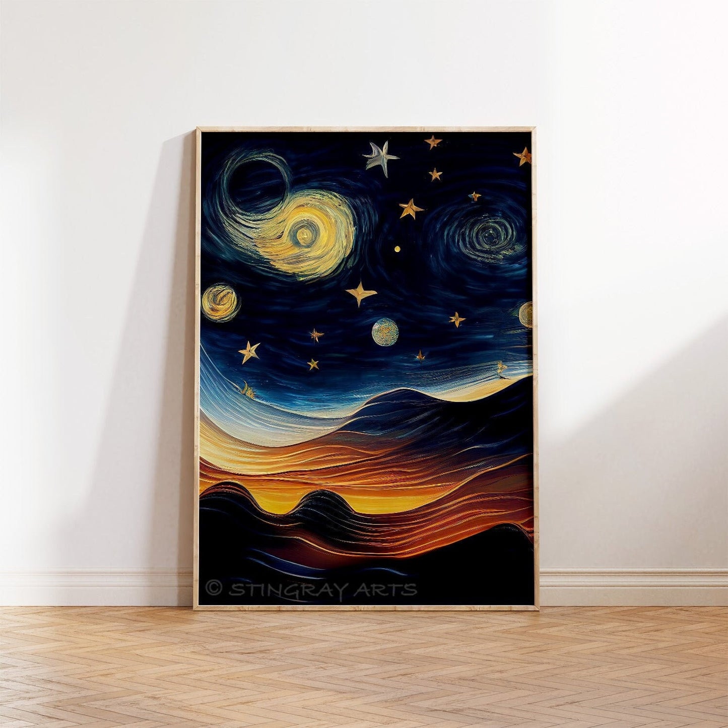 Dreamlike Night Sky & Mountains Printable Art - Instant Download