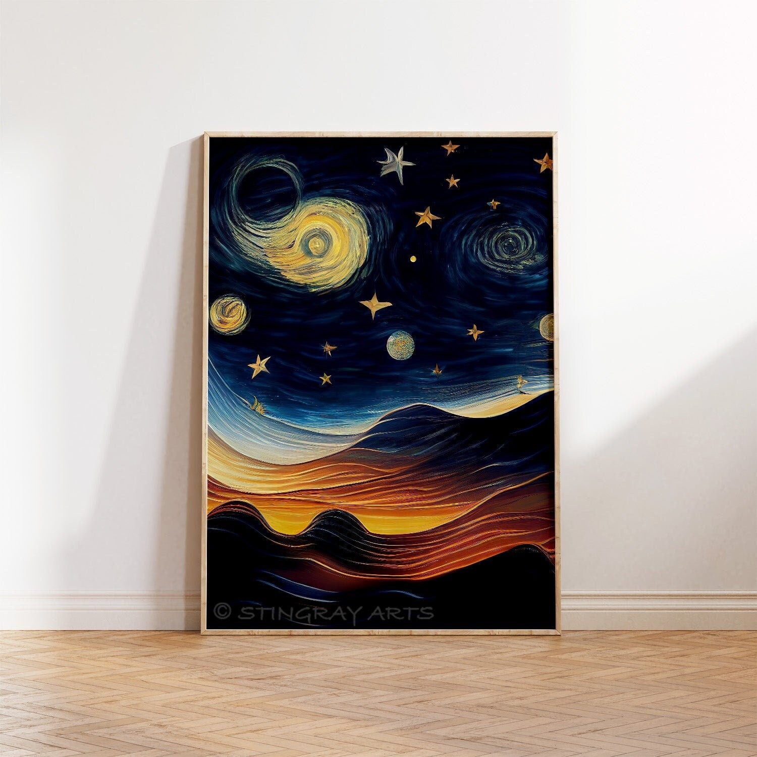 Dreamlike Night Sky & Mountains Printable Art - Instant Download