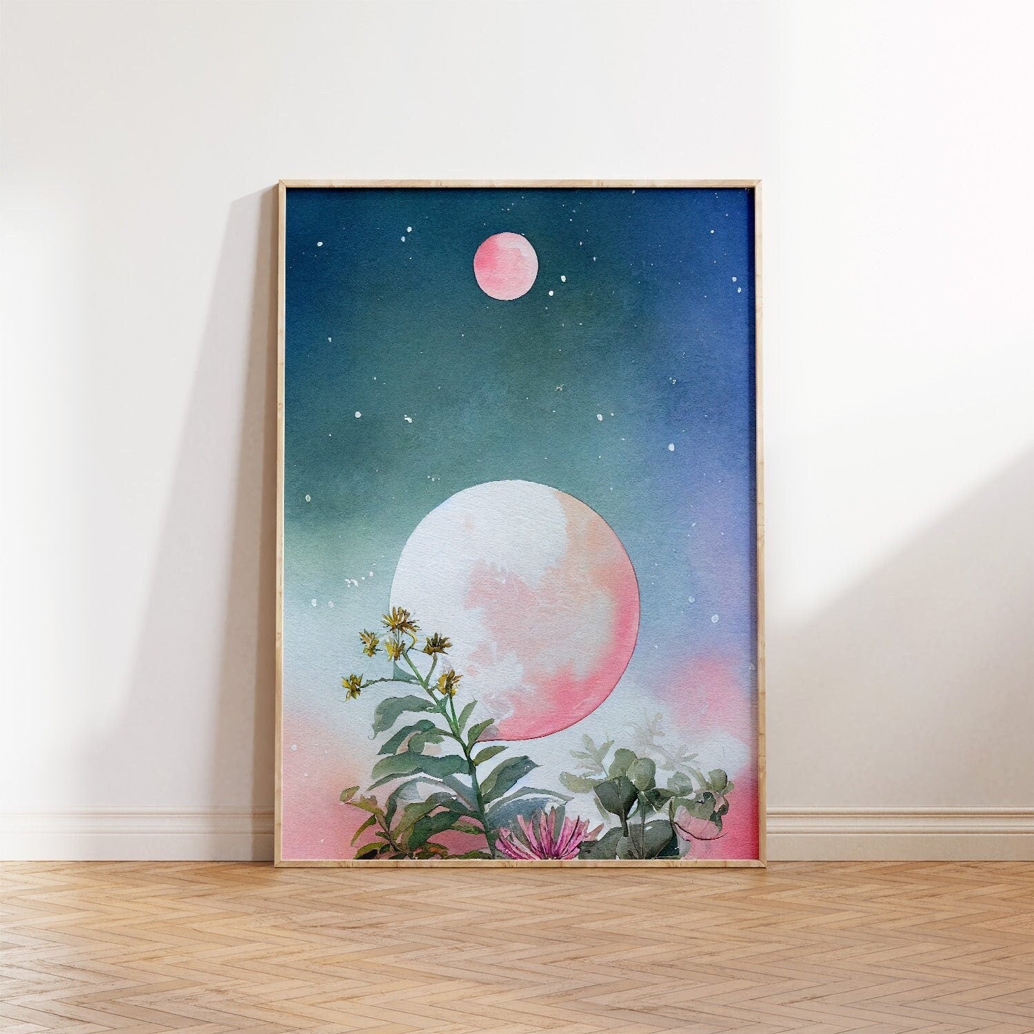 Pink Moonflowers Printable Art - Instant Download