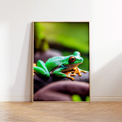 Green Tree Frog Printable Art - Instant Download