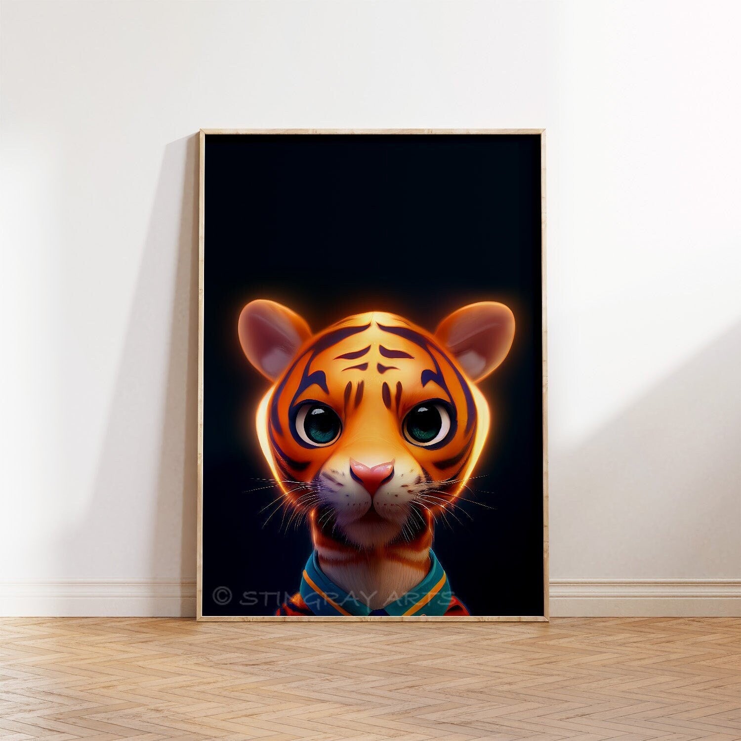 Tiger Cub Glow Childlike Printable Art - Instant Download