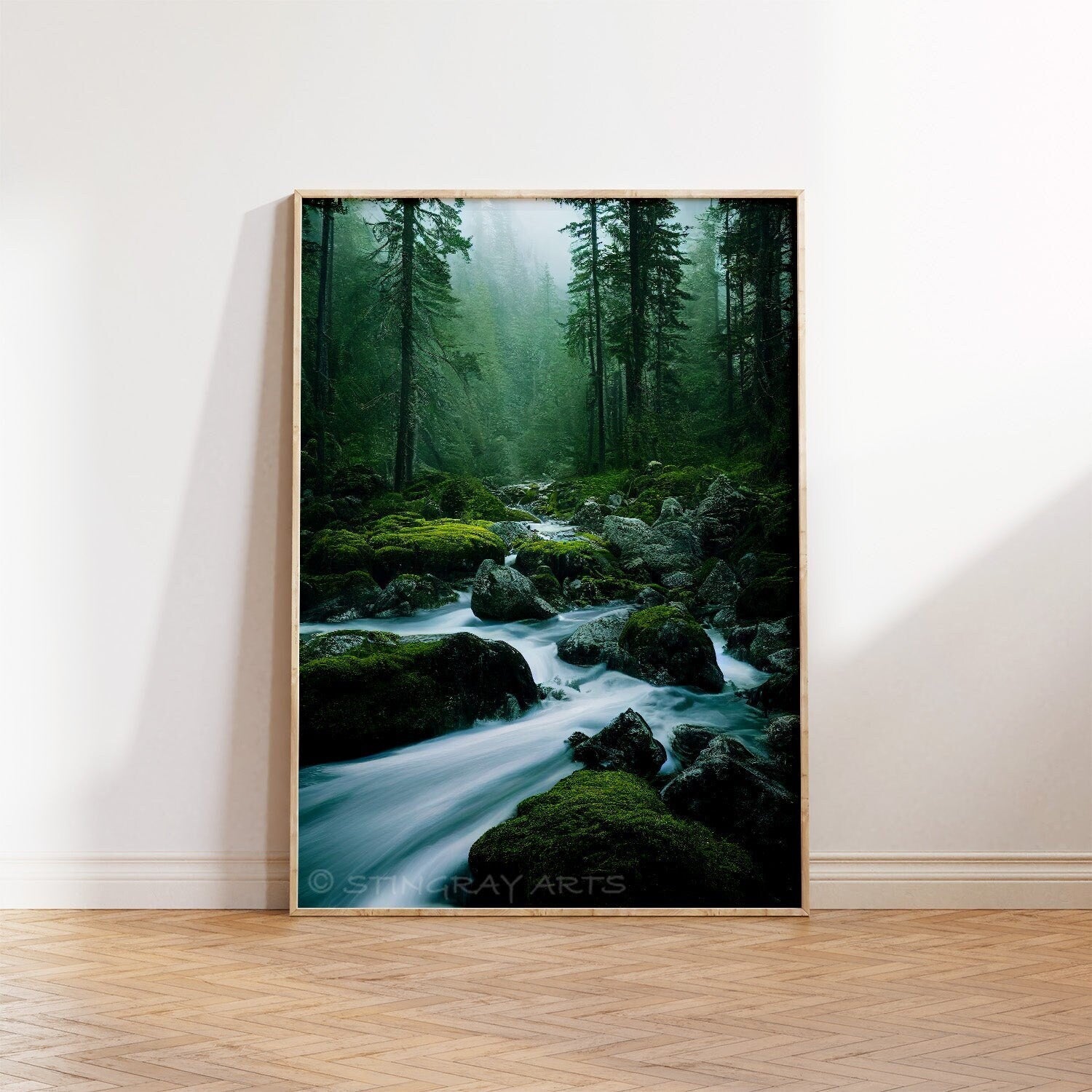 Streaming Forest Creek Printable Art - Instant Download