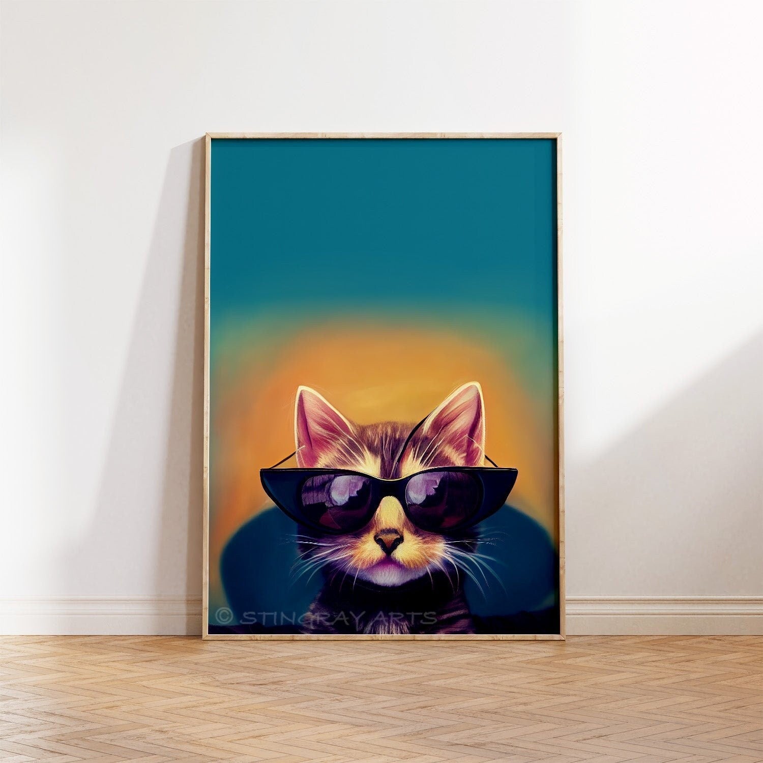 Retro Cat In Sunglasses Printable Art - Instant Download