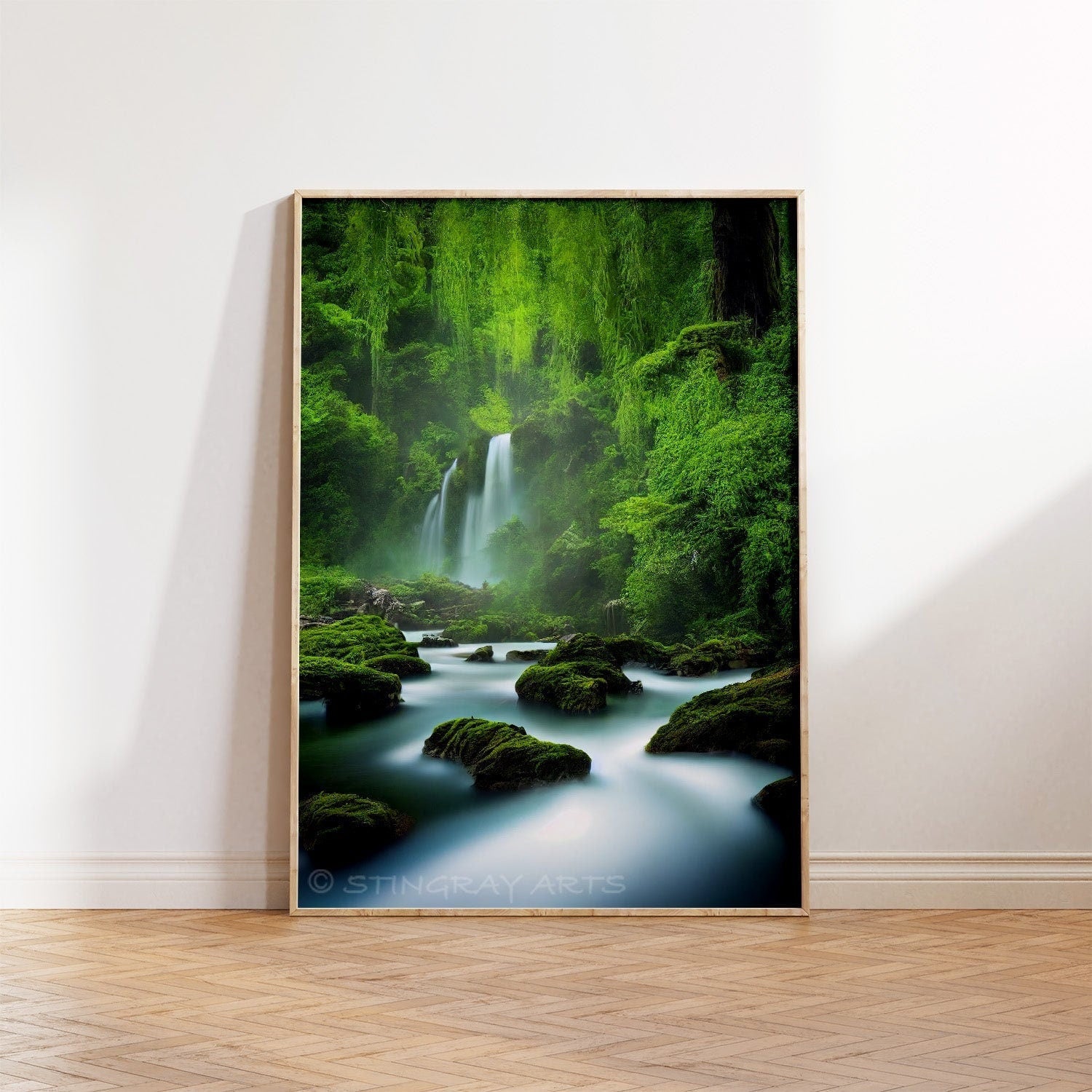 Soft Running Waterfalls & Creek Printable Art - Instant Download