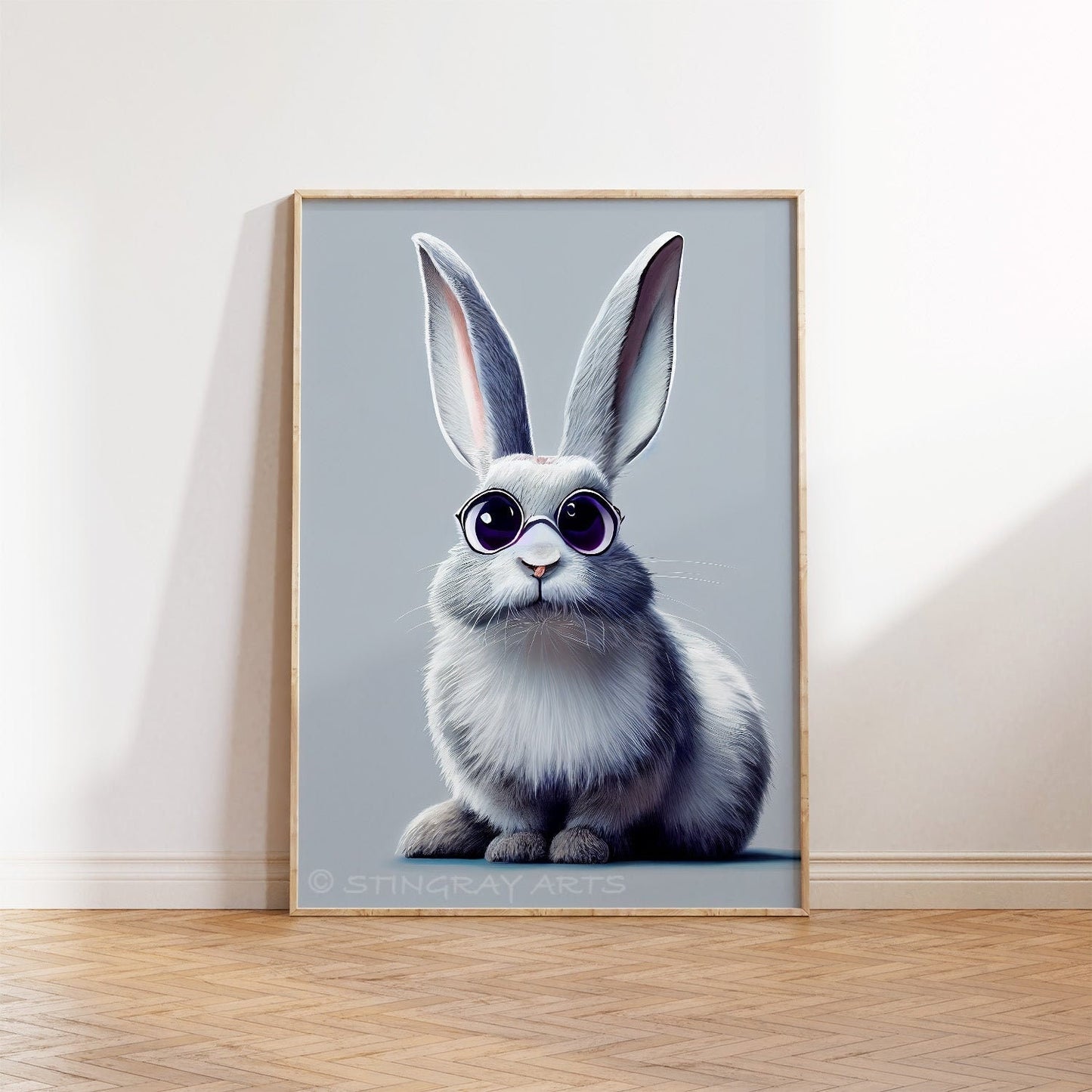 Rabbit With Glasses Character Printable Art - Instant Download