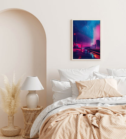 Cyberpunk Storm City Printable Art - Instant Download