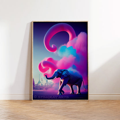 Elephant Carnival Fantasy Printable Art - Instant Download