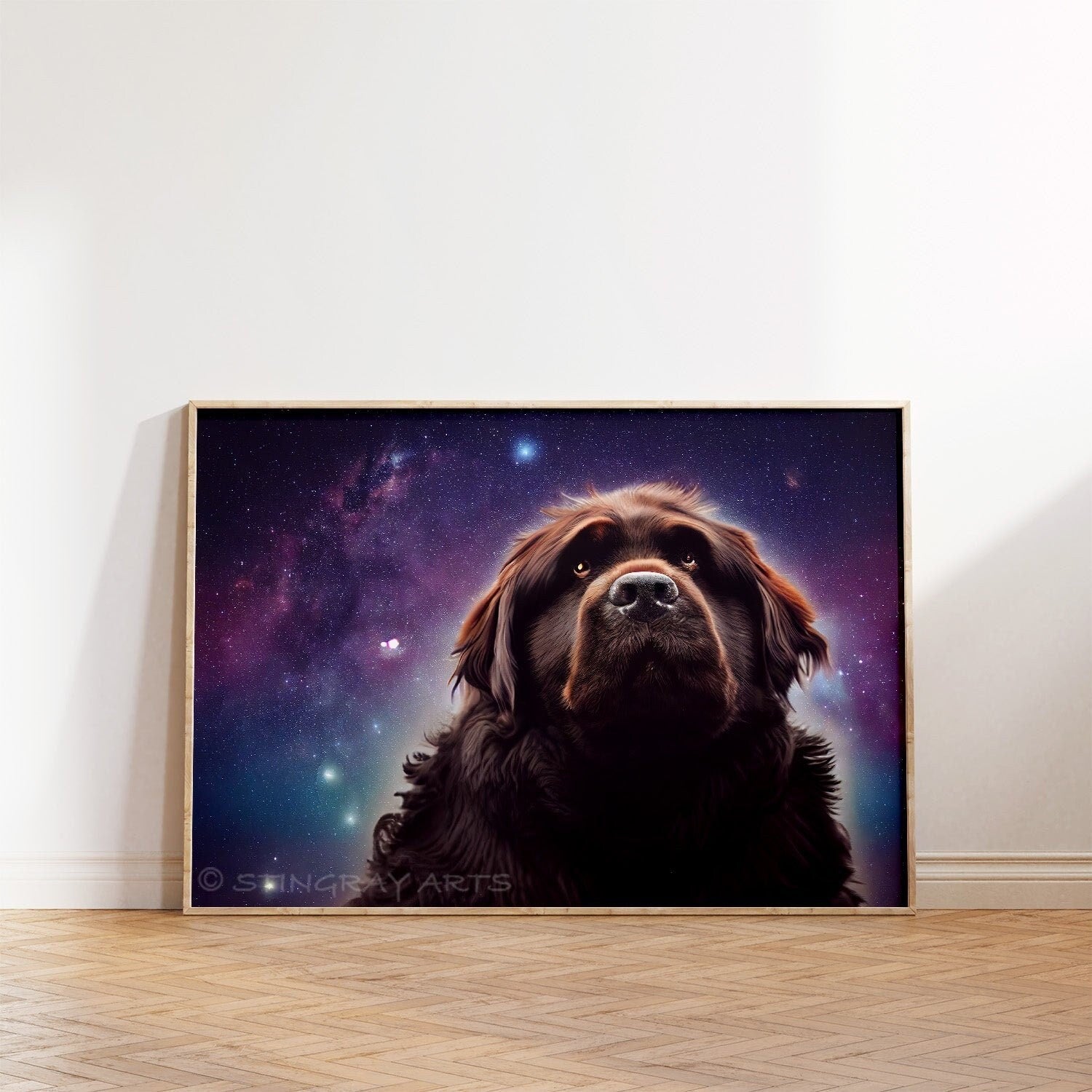 Milky Way Galaxy Newfoundland Dog Printable Art - Instant Download