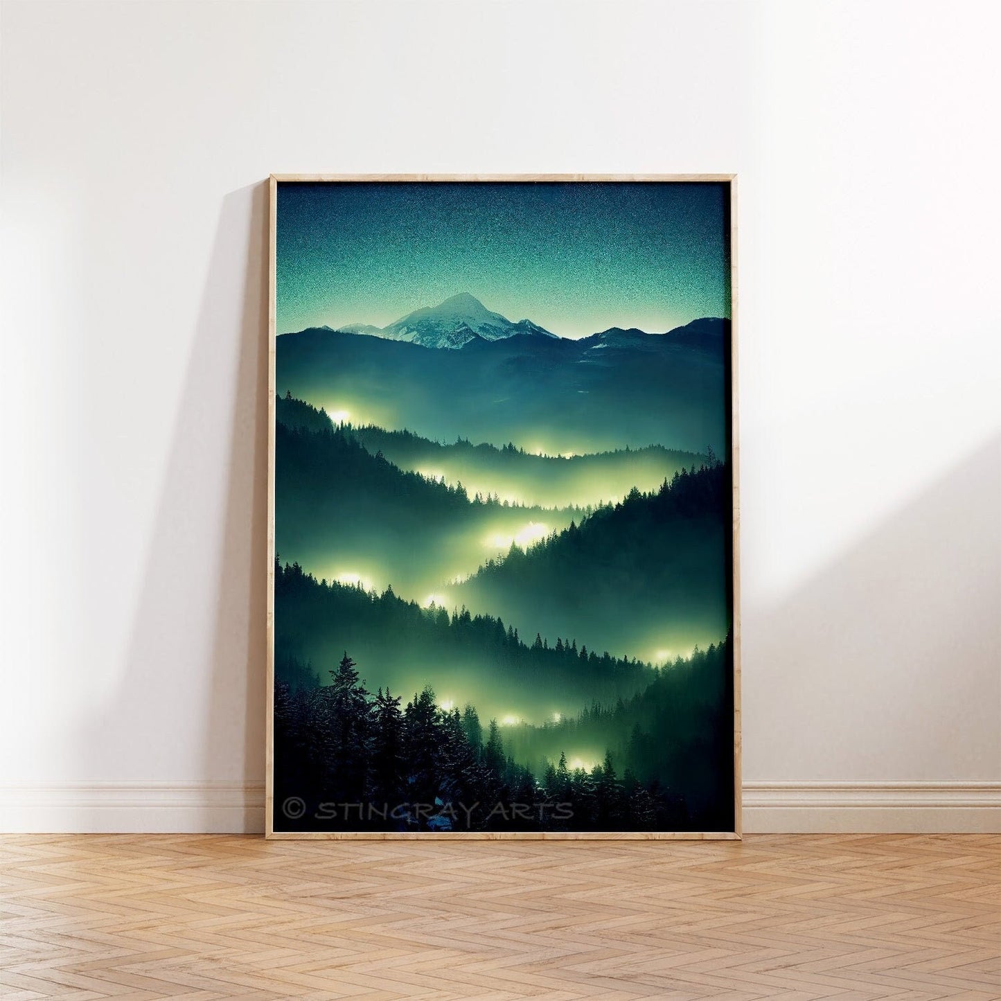 Soft Glowing Forest Lights Printable Art - Instant Download