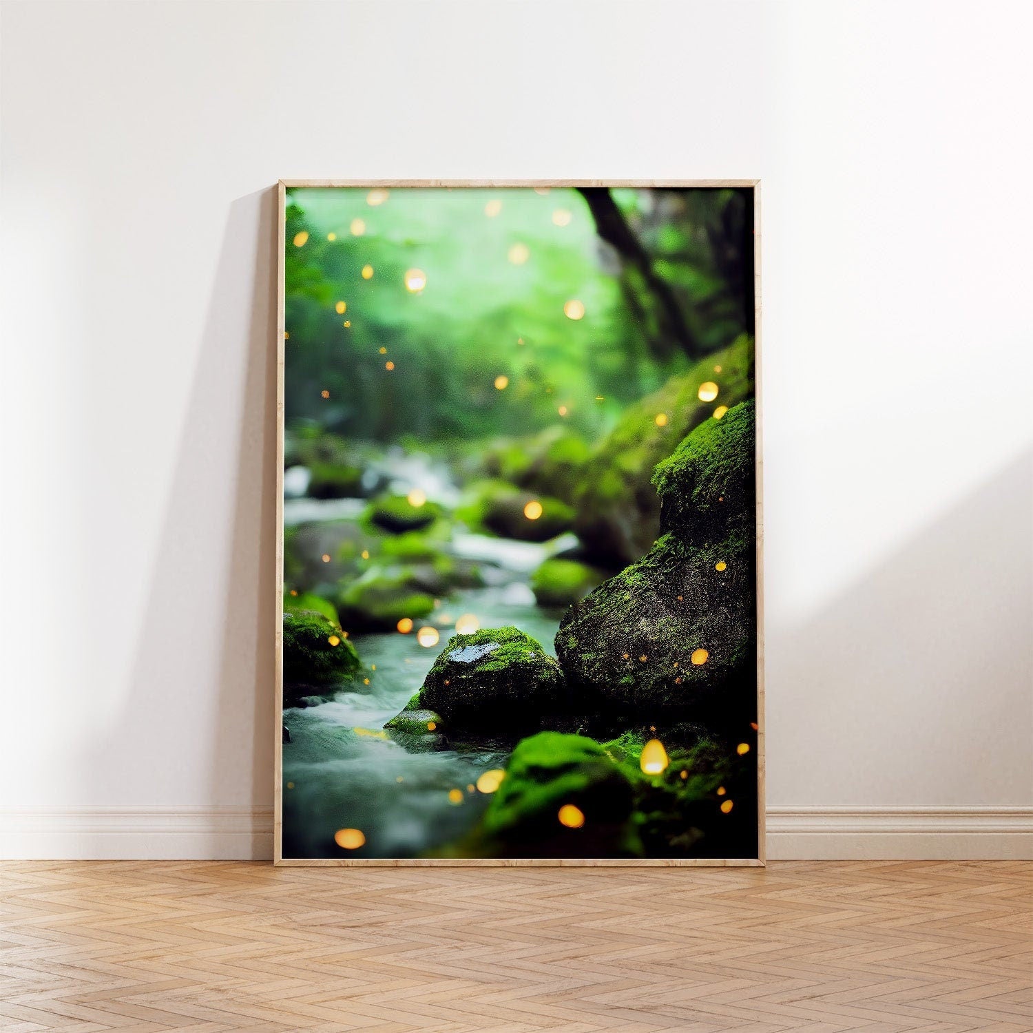 Fireflies Forest Creek Printable Art - Instant Download