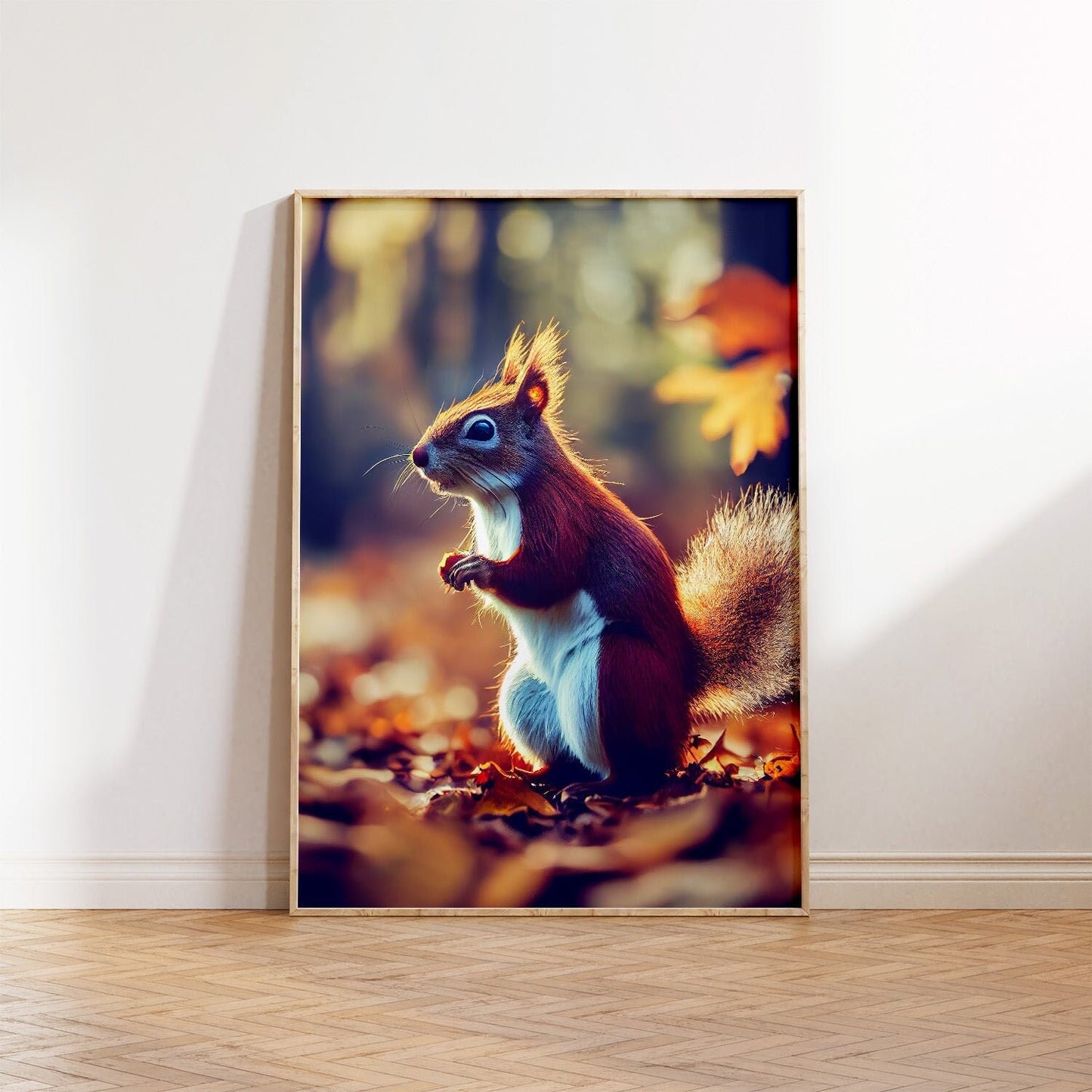 Autumn Fall Red Squirrel Printable Art - Instant Download