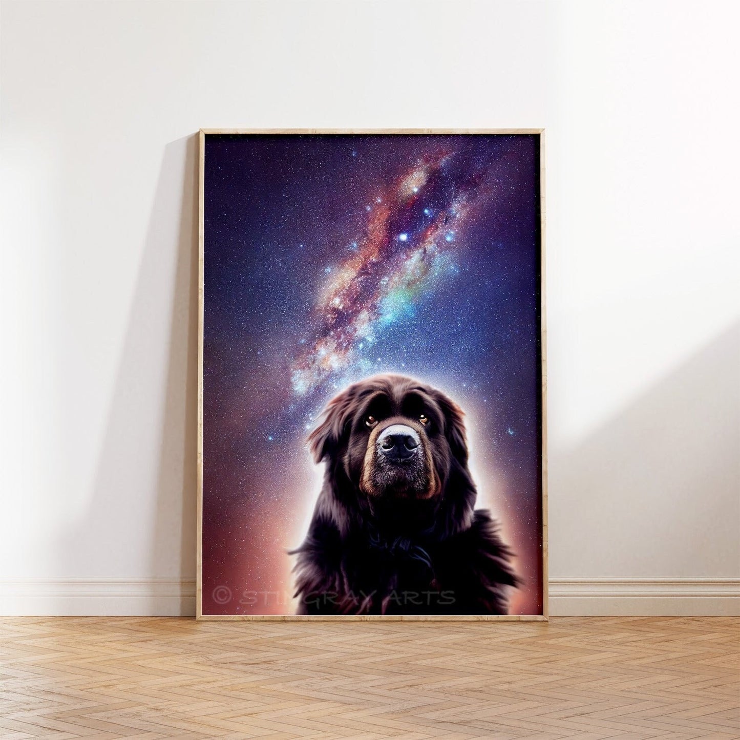 Milky Way Galaxy Newfoundland Dog Printable Art - Instant Download